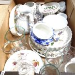 Worcester Evesham flan dishes, souffle dishes, and other china and glass (boxful)