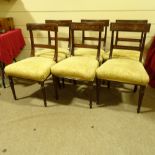 A set of 6 19th century mahogany and marquetry inlaid dining chairs, on turned legs