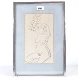 Vincent Butler (1933 - 2017), pencil drawing, female nude, signed and dated 1982, 10" x 6" Very