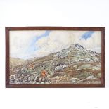 H E W, watercolour, foxhunting scene, 1924, indistinctly signed, 12" x 21", framed Light foxing in