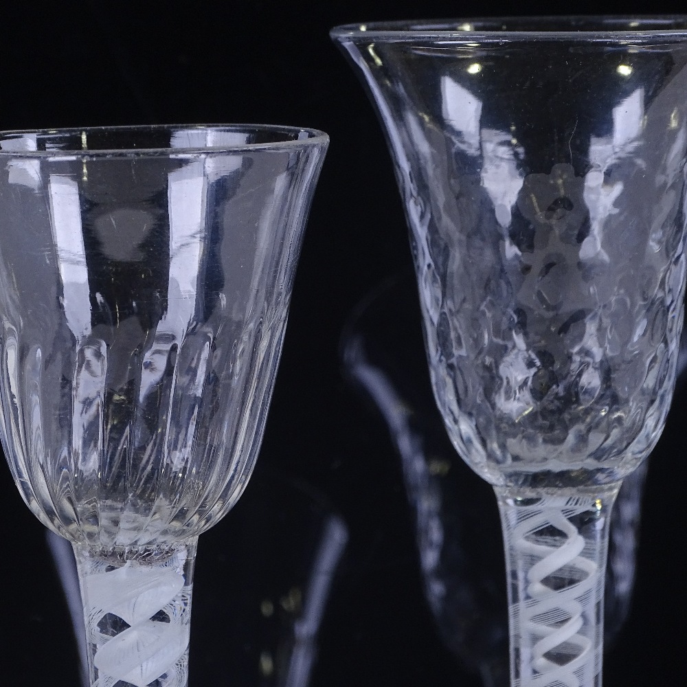 2 18th century cordial glasses with milk twist stems, height 16cm and 15cm Both perfect - Image 2 of 3