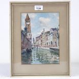 Vittore Zanetti, watercolour, Venice canal scene, signed, 9" x 7", framed Good condition
