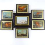 19th century Italian School, a group of 7 miniature oil paintings and gouache paintings, studies