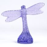 LALIQUE - purple glass dragonfly, engraved signature, wingspan 9.5cm, height 9cm Perfect condition