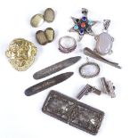 Various silver jewellery, including cufflinks, tie clip, pendant etc Lot sold as seen unless