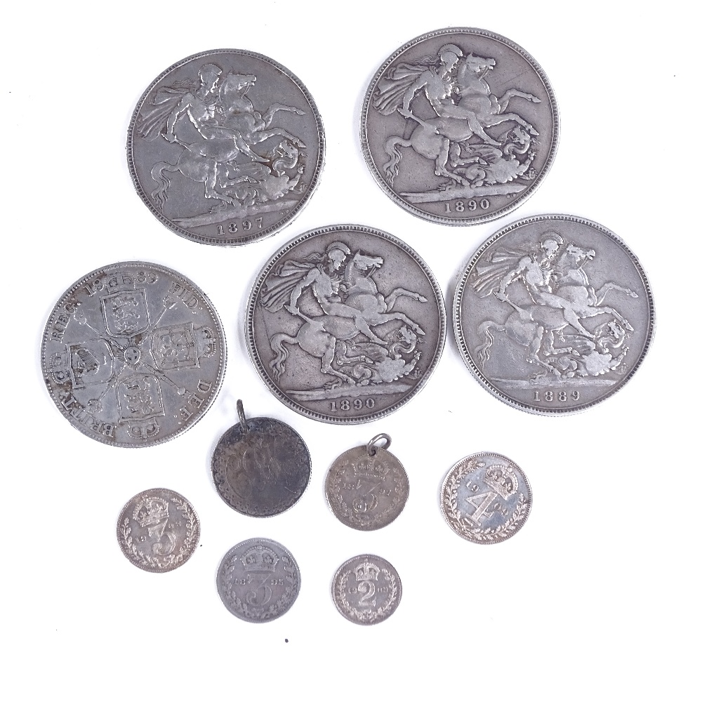 A group of Victorian silver crowns and other coins - Image 2 of 3