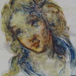 T O'Donnell, 3 watercolours and drawings, Classical portraits, signed with monograms, framed (3)