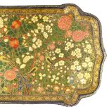 A 19th century Indian Kashmir papier mache tray, with detailed hand painted and gilded exotic