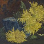 Miss Cox, oil on board, circa 1900, still life flowers, inscribed verso, 7" x 11", framed