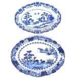 2 Chinese blue and white porcelain oval platters, diameter 36cm and 30cm (2) Both have a number of