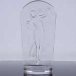 LALIQUE - Hestia, relief moulded glass plaque on circular base, engraved under base Lalique