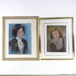 L Kromberg, pastel portrait of a lady, 16" x 12", and oil on paper, portrait of a woman, by a
