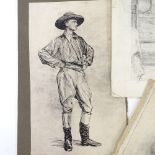A group of various ink/pencil drawings, circa 1910, unsigned