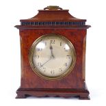 An early 20th century French amboyna wood mantel clock, chinoiserie style, case height 19cm