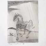 Roger Vuillard, etching on wove paper, Le Chaval de La Nuit, 1944, signed in pencil, plate 6" x 4.