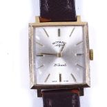 ROTARY - a Vintage 9ct gold mechanical wristwatch, ref. 7539, silvered dial with gilt baton hour