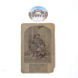 Indian School, miniature watercolour on ivory, Indian palace, 2" x 2.5", and a 19th century
