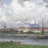 Willem Rip (Dutch 1856 - 1922), watercolour, harbour scene, faintly signed, 7" x 10.5", framed