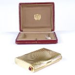 CARTIER - an Art Deco 18ct gold gem-set cigarette case, circa 1950s, rounded oblong form with all