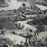 Graham Clarke, etching, High Weald, signed in pencil, no. 22/100, plate size 21" x 27", framed