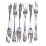 A set of 6 George III silver Old English pattern dinner forks, by Ann Robertson, hallmarks Newcastle