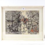 Betty Wickstead, monoprint, abstract, signed, 13" x 17.5", framed Slight paper discolouration