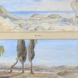 19th century Maltese School, pair of watercolours, landscape views, unsigned, 7" x 12.5", mounted in