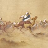Early 20th century watercolour, camel racing, unsigned, 13" x 21.5", mounted Slight paper