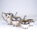 An Elizabeth II silver 4-piece tea and coffee set, comprising, teapot, coffee pot, 2-handled sugar