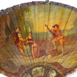 A 19th century French Vernis Martin hand painted ivory fan, depicting Classical musicians (no