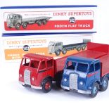 Dinky Supertoys no. 502 Foden Flat Truck, and 503 Foden Flat Truck with Tailboard, both boxed