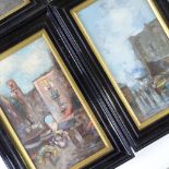 Riciardi, set of 4 oils on board, Naples street scenes, 8.5" x 5", framed Good original condition