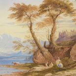 J Varley, 19th century watercolour, coastal scene, unsigned, 7" x 10.5", framed Good condition