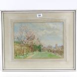 Alfred Parsons (1847 - 1920), watercolour, garden scene, signed, 10.5" x 14", framed Slight paper