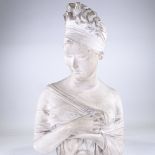 A ceramic/plaster bust of Madame Recamier, height 64cm Chip to top of her hair and several other