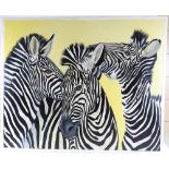Clive Fredriksson, oil on canvas, zebra, framed, overall dimensions 37" x 45"