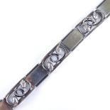 ERNST WILLY KNUDSEN - a Vintage Danish stylised sterling silver floral panel bracelet, bracelet