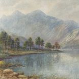 Milton Drinkwater, watercolour, lake scene, signed, 12" x 18", framed Slight paper discolouration