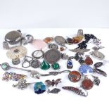 Large collection of various silver and stone set jewellery, The Tivoli rock crystal watch, silver