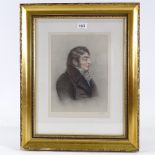 Charles Turner, print, portrait of J M W Turner, published 1924, image 11.5" x 8.5", framed Good