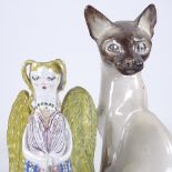 David Sharp, Rye Pottery Angel design candle holder, height 26cm, and a David Sharp, Rye Pottery