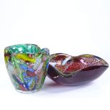 2 Murano Studio glass items, vase height 9cm, bowl 13.5cm across Perfect condition