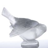 LALIQUE - Moineau Coquette frosted glass bird figure, height 9cm Perfect condition