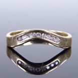 A 9ct gold diamond wishbone ring, band width 2.9mm, size N, 2g Good overall condition, although