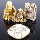 4 various late 19th century Japanese ivory netsuke