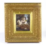 Attributed to Daniel Gardner (1750 - 1805), watercolour/pastel on velum mounted on wood panel, woman