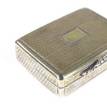 A William IV silver-gilt vinaigrette, rectangular form with engine turned decoration, floral