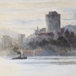 Keeley Halsewell, watercolour, impressionist view towards a castle, unsigned, 9" x 13", framed