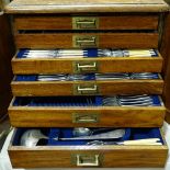 A George V Walker & Hall solid silver canteen of cutlery, including mostly sets for 12 people,