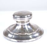 A George V silver-mounted capstan inkwell, by G Unite & Sons and Lyde Ltd, hallmarks Birmingham